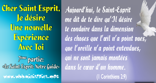 Cher Saint-Esprit, je désire vivre une nouvelle expérience avec Toi – 7ème partie: « Le Saint-Esprit, notre guide »